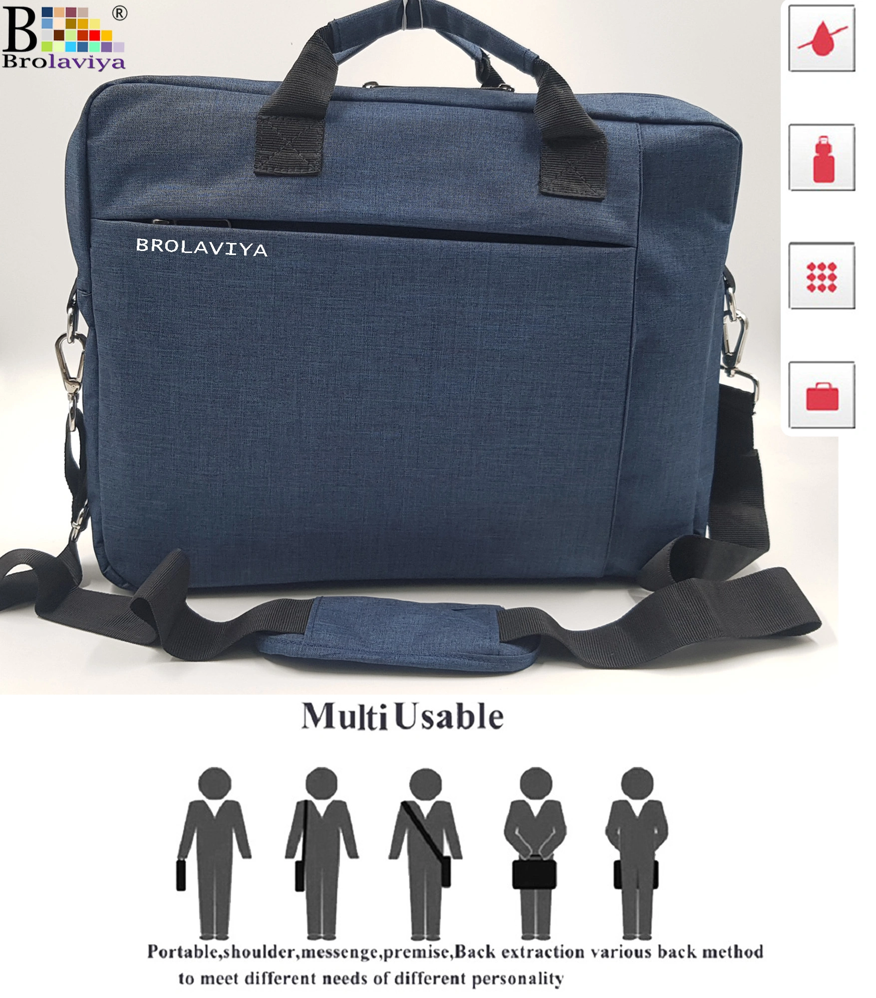 BROLAVIYA® Stylish Fabric Laptop Messenger Shoulder Bag Case Briefcase for up to 15.6 Inch Laptop/Notebook/MacBook/Ultrabook/Chromebook Computers (Blue)-11171852