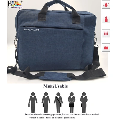 BROLAVIYA® Stylish Fabric Laptop Messenger Shoulder Bag Case Briefcase for up to 15.6 Inch Laptop/Notebook/MacBook/Ultrabook/Chromebook Computers (Blue)