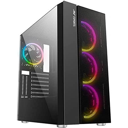 Ant Esports ICE-511MT Mid Tower Mesh Gaming Cabinet Computer Case Supports E-ATX, ATX, Micro-ATX, Mini-ITX Motherboard with Sliding Tempered Glass Side Panel, 3 x 120mm Auto-RGB Front &amp; 1 x120mm Fan-ASP511MT