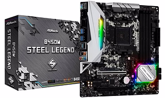 ASRock B450M Steel Legend Socket AM4/ AMD 3rd Generation Ryzen B450/ DDR4/ Quad CrossFireX/ SATA3&USB3.1/ M.2/ A&GbE/MicroATX Motherboard