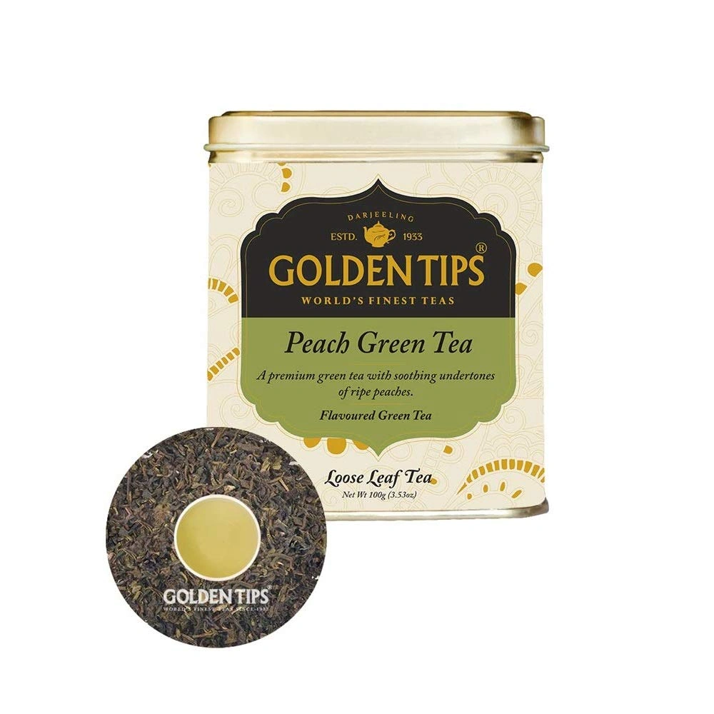 Golden Tips Peach Green Tea Tin Can (100 gram )-GTL-8_100gm