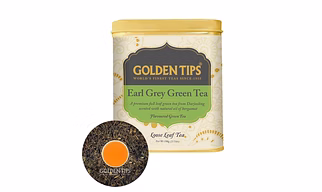 Golden Tips Earl Grey Green Tea | 100 gram, 50 Cups | Refreshing & Soothing Taste | Fine & Mellow Green Tea