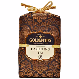 golden tips darjeeling black tea loose leaves brocade bag (100 gram, 50 cups)