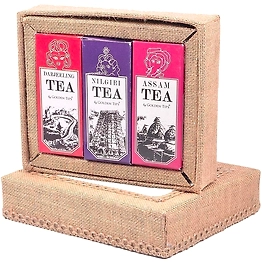 Golden Tips Loose Leaves Premium Darjeeling, Nilgiri and Assam Black Tea in Jute Box (150g - Cups)