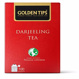 golden tips pure darjeeling black tea bags (100 bags, 200 gram)