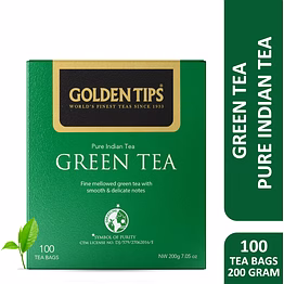 golden tips healthy | natural and organic darjeeling green tea bags (100 bags, 200 gram)