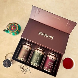 Golden Tips Assorted Tea Gift Box | Perfect Diwali Gifts for Family and Friends | Diwali Gift Set | Gift Hamper of Darjeeling Tea + Darjeeling Green Tea + Masala Chai
