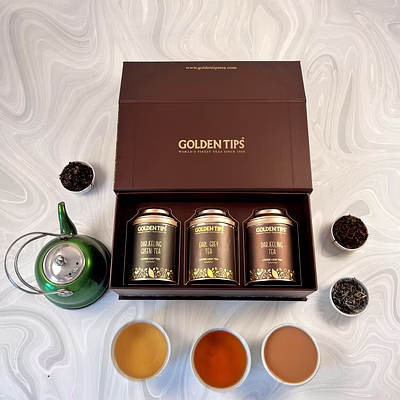 golden tips assorted tea gift box | immunity boosting darjeeling teas | gift of health | diwali gift set | gift hamper of darjeeling tea + earl grey tea + darjeeling green tea