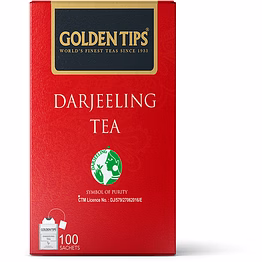 golden tips pure darjeeling black tea bags (100 bags, 200 gram)