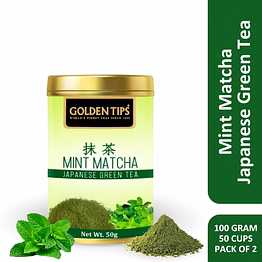 golden tips japanese mint matcha green tea powder tin can (50 gram, 25 cups)