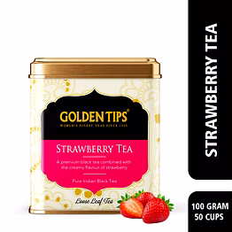 golden tips strawberry black tea - tin can, 100 g