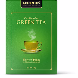 golden tips darjeeling flowery pekoe loose leaf green tea (500 gram, 250 cups)