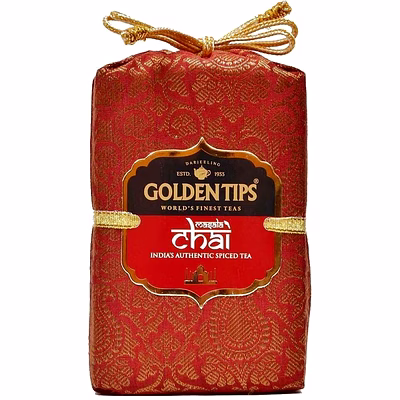 golden tips loose leaves assam masala chai spiced tea brocade bag (125 gram, 62 cups)
