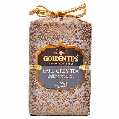 golden tips -darjeeling earl grey loose leaves black tea brocade bag (200 gram 100 cups)