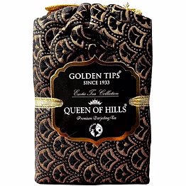golden tips queen of hills premium darjeeling loose leaves tea royal brocade cloth bag (200 gram, 100 cups)