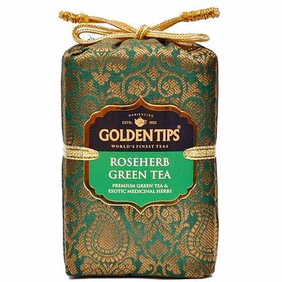 golden tips darjeeling loose leaves pure rose herb green tea brocade bag (200 gram -100 cups)