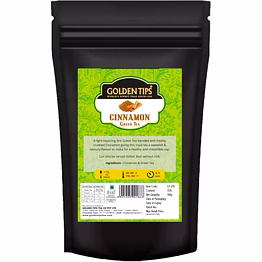 golden tips cinnamon organic green tea for fast weight and glowing skin loss from darjeeling, assam | lemon (40 cups), 100 g