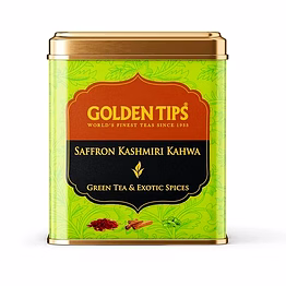 golden tips loose leaf green tea blended with cinnamon sticks cardamom and saffron kashmiri kahwa (100 gram, 50 cups)