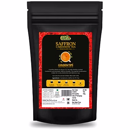 golden tips saffron(kesar) cardamom exotic indian masala chai ctc black tea (40 cups), 100 g