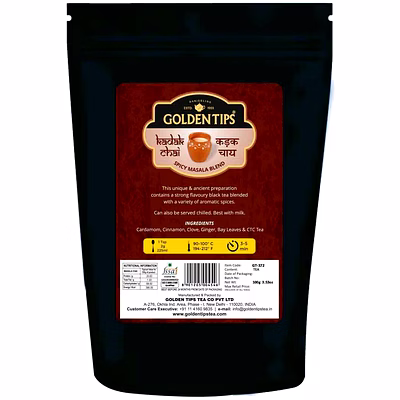 golden tips spicy masala blend assam kadak chai loose leaves (100 gram, 50 cups)