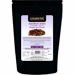 golden tips healthy | natural and organic loose leaves purple tea pea butterfly hibiscus amethyst ardor green tea (100 gram, 50 cups)