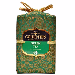 golden tips darjeeling green tea loose leaves brocade bag (200 gram, 100 cups)