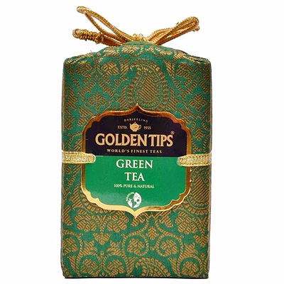 golden tips darjeeling green tea loose leaves brocade bag (200 gram, 100 cups)