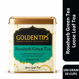golden tips healthy | natural and organic loose leaves roseherb green tea tin can (100 gram, 50 cups)