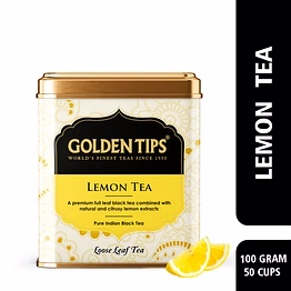 golden tips lemon black tea tin can, 100 g