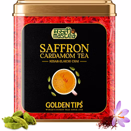 golden tips saffron cardamom exotic robust ctc chai 250 gram