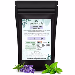golden tips herbyoga green tea lavendar and mint pouch (100 gram, 50 cups)