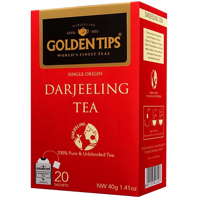 golden tips pure darjeeling black tea (40g, 20 sachets)