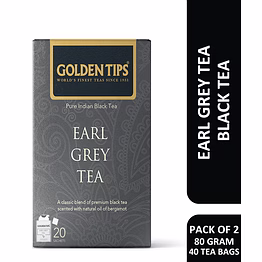 golden tips healthy | natural and organic pure india earl grey black tea bags (20 bags, 40 gram, pack of 2)