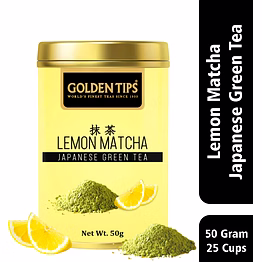 golden tips japanese lemon matcha green tea powder tin can (50 gram, 25 cups)