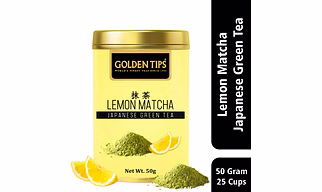 Golden Tips Japanese Lemon Matcha Green Tea Powder Tin Can (50 Gram, 25 cups)