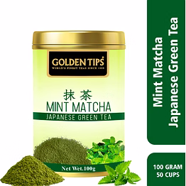 golden tips healthy | natural and organic mint matcha japanese green tea powder blended with mint pouch (100 gram, 50 cups)