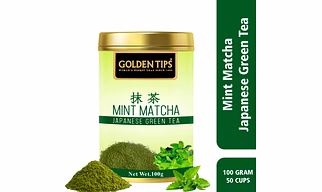 Golden Tips Healthy | Natural and Organic Mint Matcha Japanese Green Tea Powder Blended With Mint Pouch (100 Gram, 50 cups)