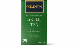 Golden Tips 100% Pure Indian Green Tea Bags (25 Bags, 50 Gram)