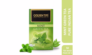 Golden Tips Fresh Flavoured Mint Green Tea Bags Box (50gm - 25 cups)
