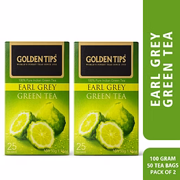 golden tips 100% pure indian earl grey bergamot flavoured green tea bags box (50gm- 25 tea bags)