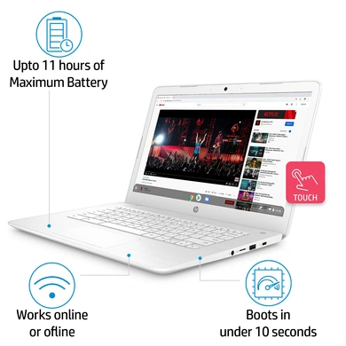 HP Chromebook CA003TU Celeron Dual Core Chrome/4GB RAM/64GB eMMC + 100GB Cloud Storage/35.56cm display/Intel HD 500 Graphics/Chrome OS/ Snow White-3