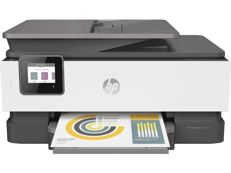 HP OfficeJet Pro 8020 /All-in-One OfficeJet Pro Color Printer/USB, Wi-Fi, Ethernet /Print speed up to 20 ppm (black) and 10 ppm (color)/1 year onsite warranty-4KJ64D