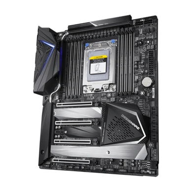 AMD TRX40 DESIGNARE Motherboard with Direct 16+3 Phases Infineon Digital VRM, Fins-Array Heatsink, Dual Intel LAN, 4 PCIe 4.0 M.2 with Thermal Guards, Bundled GC-Titan Ridge Add-In Card and AORUS Gen4 AIC Adaptor, Intel® WiFi 6 802.11ax,120dB SNR AMP-UP Audio-TRX40-DESIGNARE