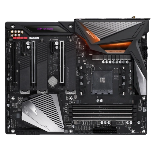 AMD X570 AORUS Motherboard with 12+2 Phase IR Digital VRM, Fins-Array Heatsink &amp; Direct Touch Heatpipe, Triple PCIe 4.0 M.2 with Thermal Guards, Intel® WiFi 6 802.11ax, Intel® GbE LAN with cFosSpeed, USB Type-C, RGB Fusion 2.0-X570-AORUS-ULTRA