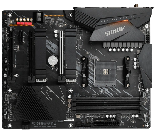 AMD B550 AORUS Motherboard with 12+2 Phases Digital Twin Power Design, Enlarged Surface Heatsinks, Dual PCIe 4.0/3.0 x4 M.2 with Dual Thermal Guards, Intel® WiFi 6 802.11ax, 2.5GbE LAN, Front USB Type-C™, RGB FUSION 2.0, Q-Flash Plus-B550-AORUS-ELITE-AX-V2