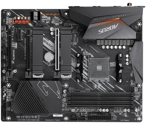 AMD B550 AORUS Motherboard with True 12+2 Phases Digital VRM, Enlarged Surface Heatsinks, PCIe 4.0 x16 Slot, Dual PCIe 4.0/3.0 x4 M.2 with Dual Thermal Guards, Intel® WiFi 6 802.11ax, 2.5GbE LAN, RGB FUSION 2.0, Q-Flash Plus-B550-AORUS-Elite-AC