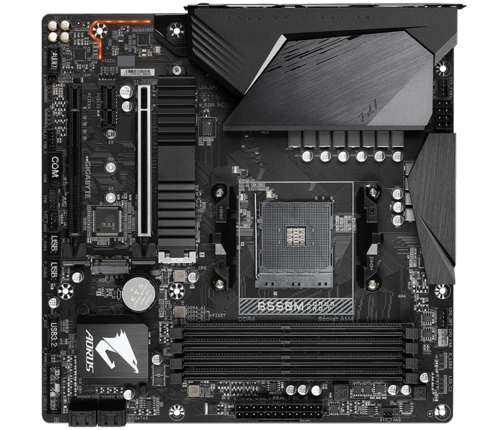 AMD B550 AORUS Motherboard with 10+2 Phases Digital Twin Power Design, Enlarged Surface Heatsinks, PCIe 4.0 x16 Slot, Dual PCIe 4.0/3.0 x4 M.2 with One Thermal Guard, 2.5GbE LAN, RGB FUSION 2.0, Q-Flash Plus-B550M-AORUS-PRO-P