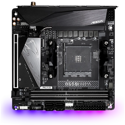AMD B550 Mini-ITX AORUS Motherboard with Direct 8 Phases Digital VRM, Advanced Thermal Design with Extended VRM Heatsink, Thermal Baseplate, Dual PCIe 4.0/3.0 M.2 with Thermal Guard, Intel-B550I-AORUS-PRO-AX