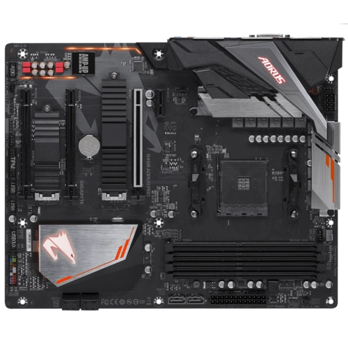 AMD B450 AORUS Motherboard with Hybrid Digital PWM, Dual M.2 with Dual Thermal Guards, Audio ALC1220-VB, Intel® GbE LAN with cFosSpeed, CEC 2019 ready, RGB FUSION 2.0-B450-AORUS-PRO