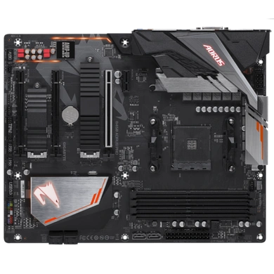 AMD B450 AORUS Motherboard with Hybrid Digital PWM, Dual M.2 with Dual Thermal Guards, Audio ALC1220-VB, Intel® GbE LAN with cFosSpeed, CEC 2019 ready, RGB FUSION 2.0-1